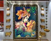 Krishna Playing Flute With Radha Wallpaper