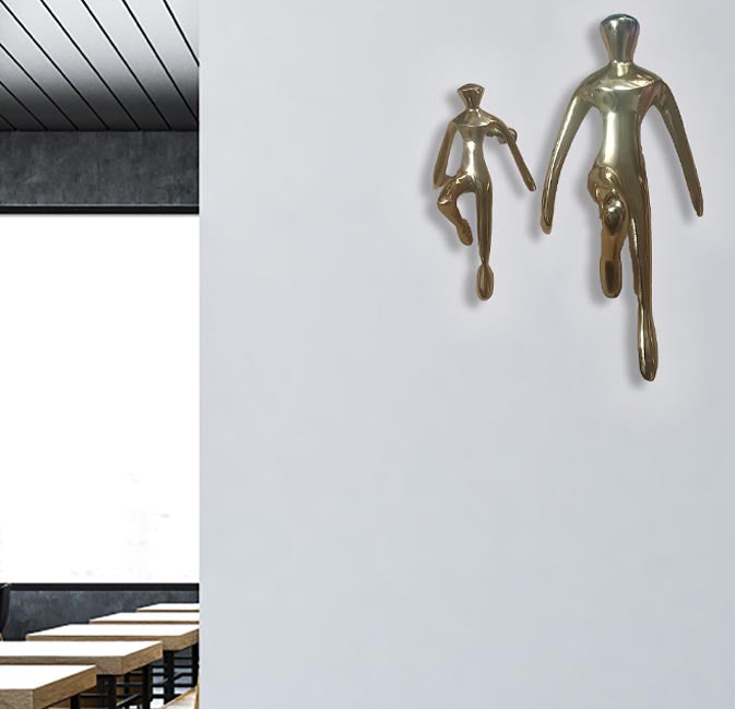 Set Of Two Golden Human Table Top sculpture