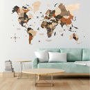 3D Wooden World Map Multicolor