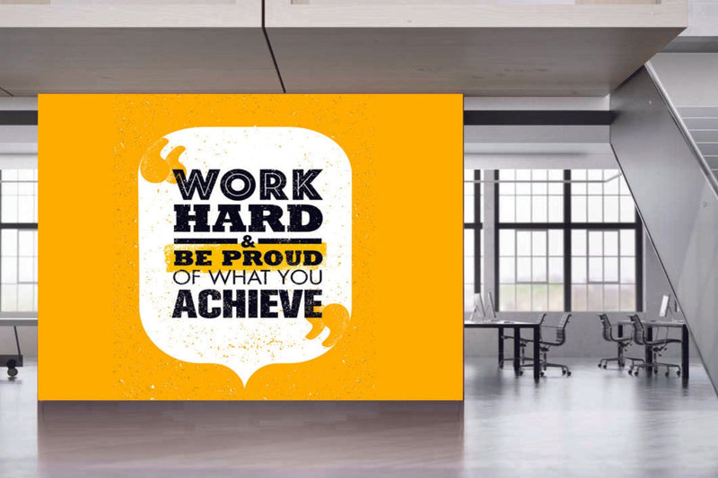 Work Hard Yellow Background Wallpaper