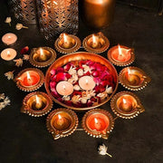 Decorative metal Diya set