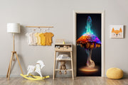 Colourful Mushroomhead Self Adhesive Sticker For Door