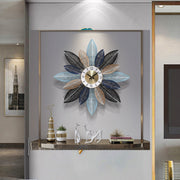 Blue Mesh Leaves Wall Clock