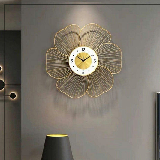 Classy Wall Hangings Golden Flower Clock