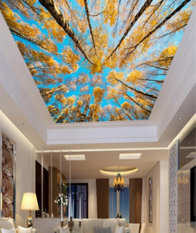 yellow Leaves Tree Ceiling Wallpaper – Myindianthings