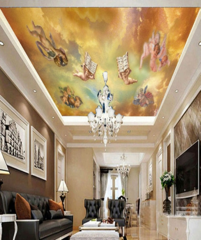 Ceiling Design Angel Angels Ceiling Wallpaper for wall β Myindianthings