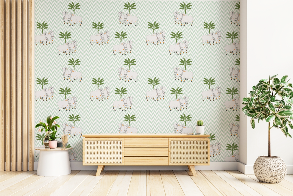 Cow Pichwai Pattern Wallpaper