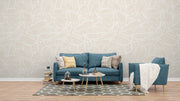 Cream Leaves Pattern Wallpaper