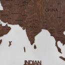 2D Wooden World Map Ebony