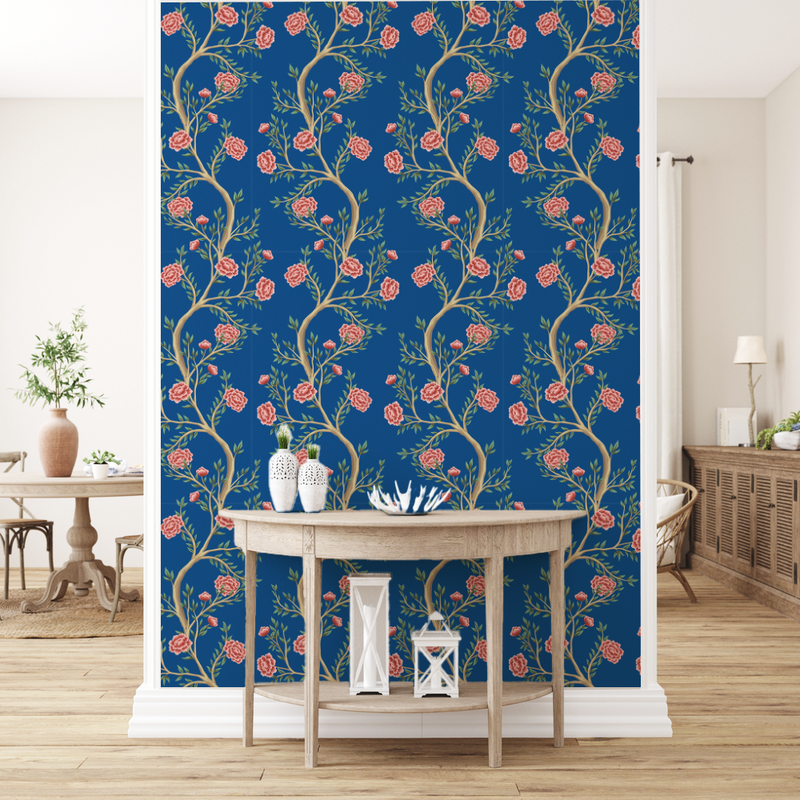 Floral Pattern Chinoiserie Wallpaper – Myindianthings