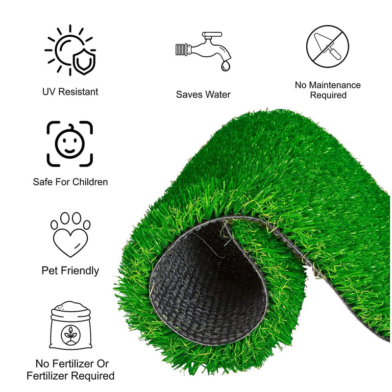 Fresh From Loom Artificial Green Grass Mat for Balcony Living Room Lawn Roll Floor Carpet Waterproof Washable