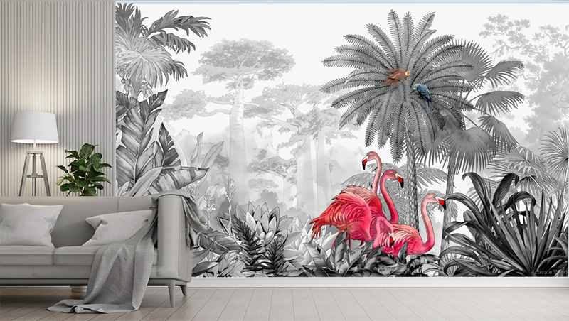 Grey Flamingo Wallpaper