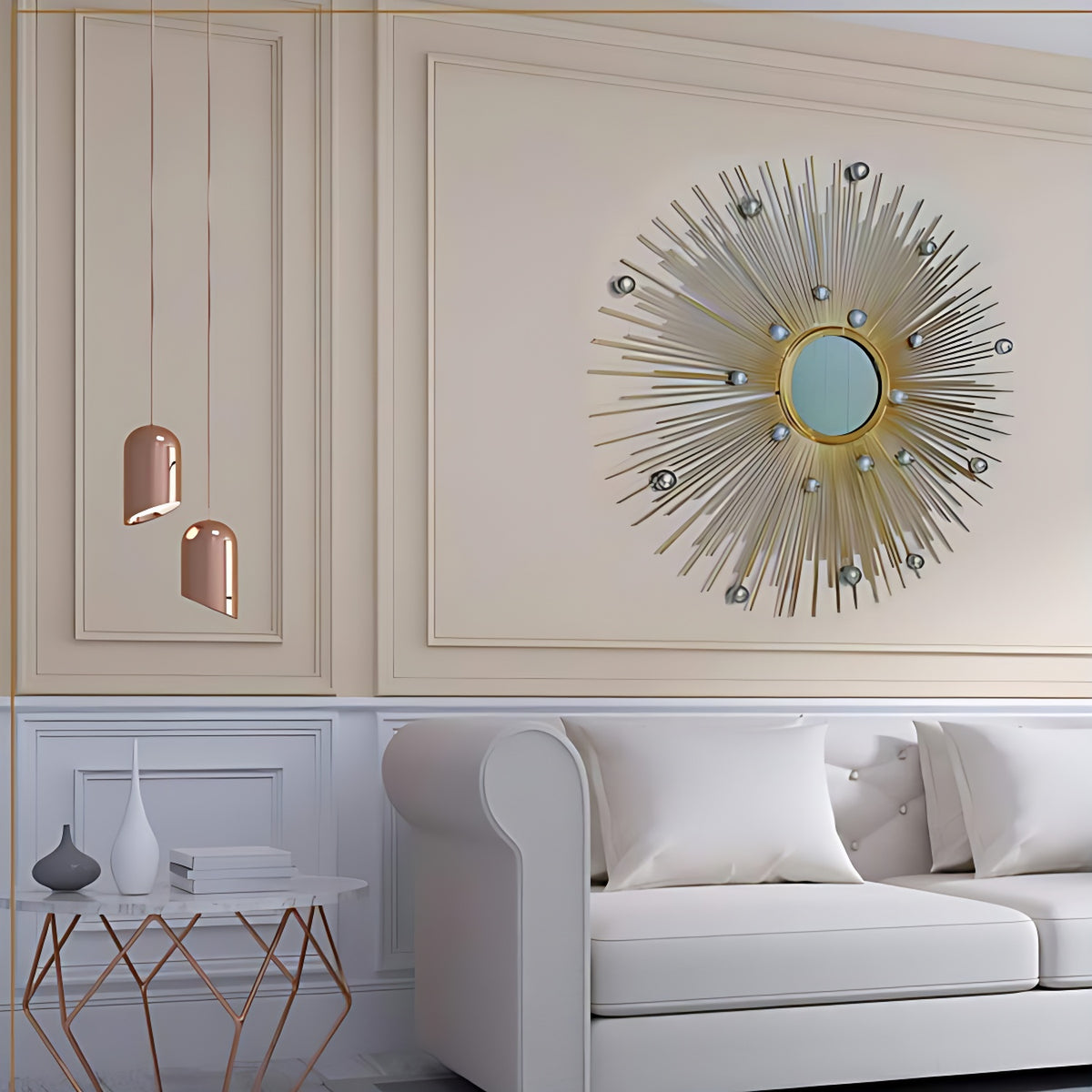 Minimalist Pearls Hanging Mirror for living room