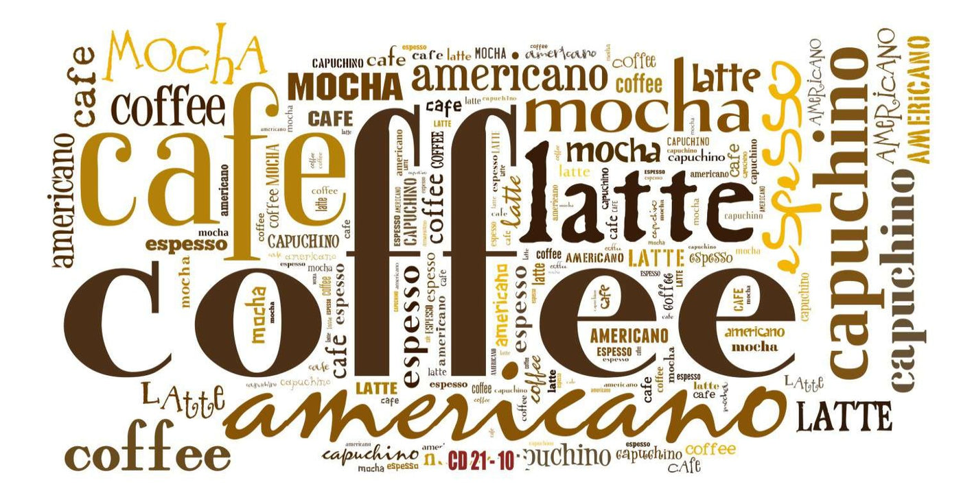 Coffee Names On White  wall covering