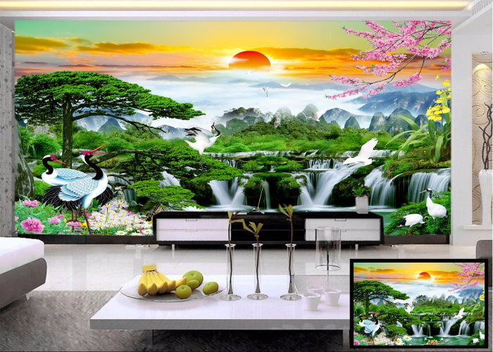 Early Morning Waterfall wall covering