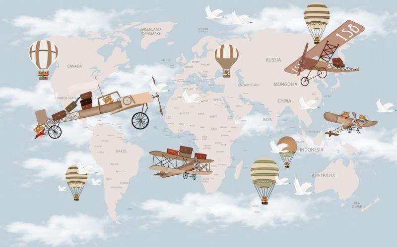 Transport Worldmap wall covering