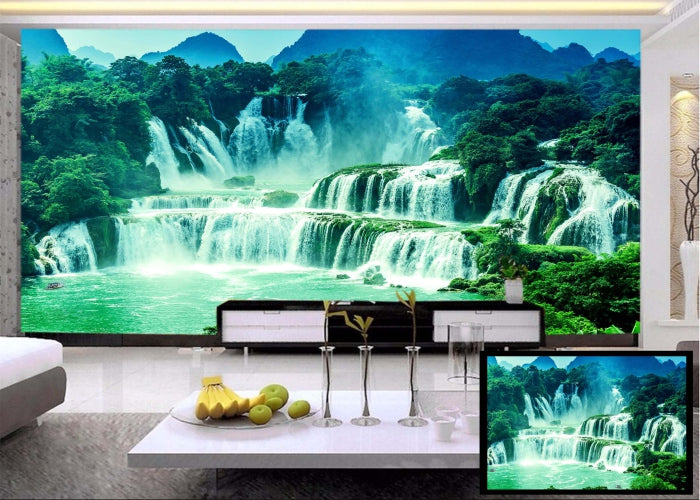 Waterfall in the Green wall covering