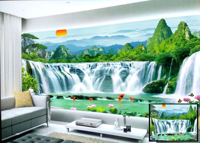 Waterfall Green Mountain wallpaper for wall