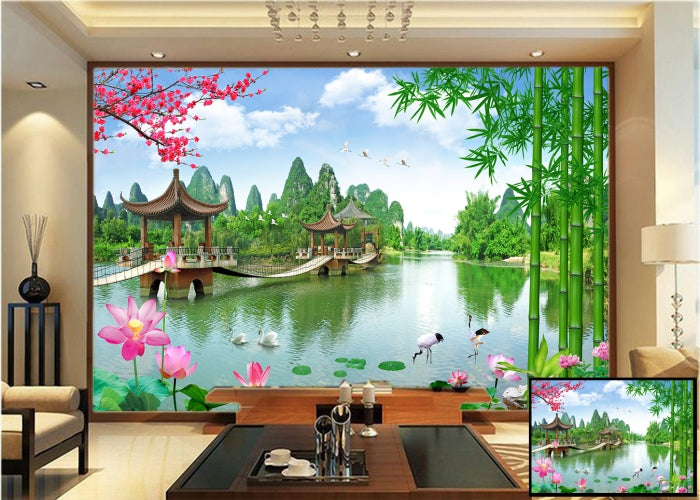 Bridge Crossing the water wall covering