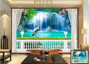 Waterfall and Swan wall covering