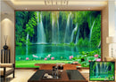 Waterfall and Long Trees wall covering