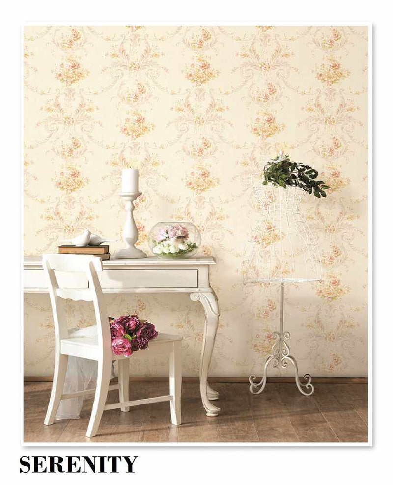 Serenity Colourful Damask Wallpaper Roll