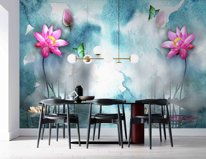 3D Decorative Pink Flower Wallpaper for Wall