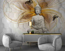 3D Decorative White Background Buddha Wallpaper for Wall