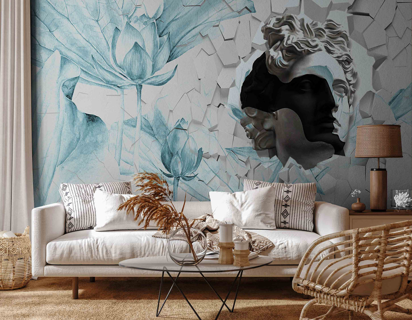 3D Decorative Face Wallpaper for Wall
