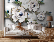 3D Decorative White Flower Wallpaper for Wall
