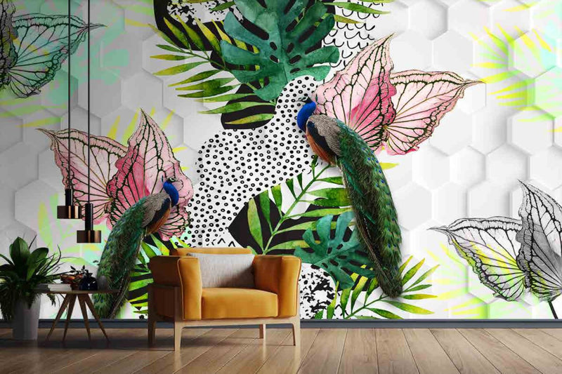 3D Decorative Peacock Wallpaper for Wall