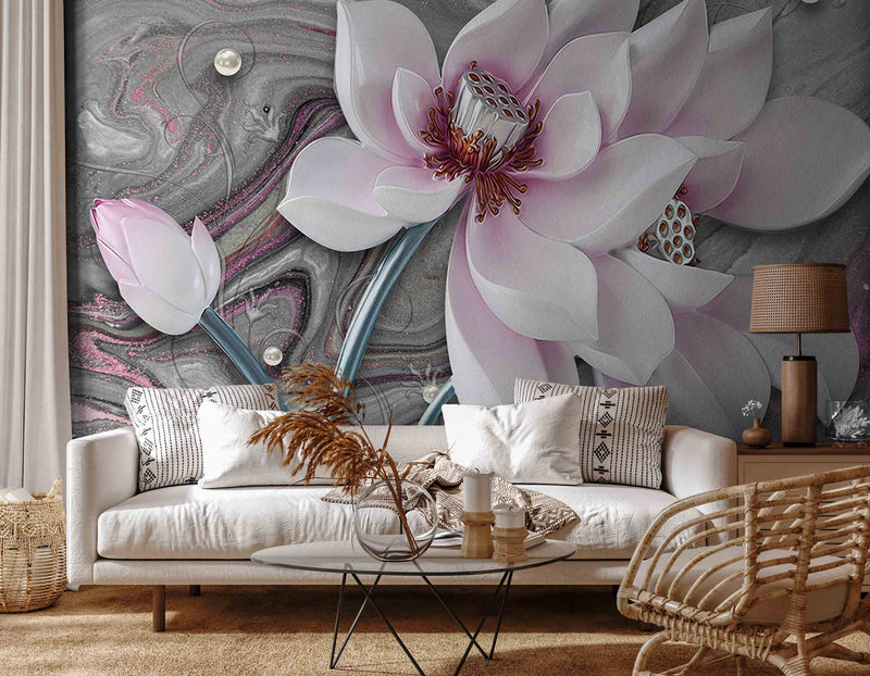 3D Decorative Lotus Wallpaper for Wall