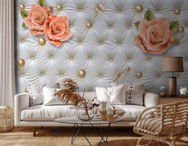 Decorative custom Pink Flowers wallpaper for wall