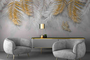 Grey golden leaves wallpaper