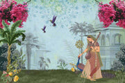 Rajasthan lady floral wall covering