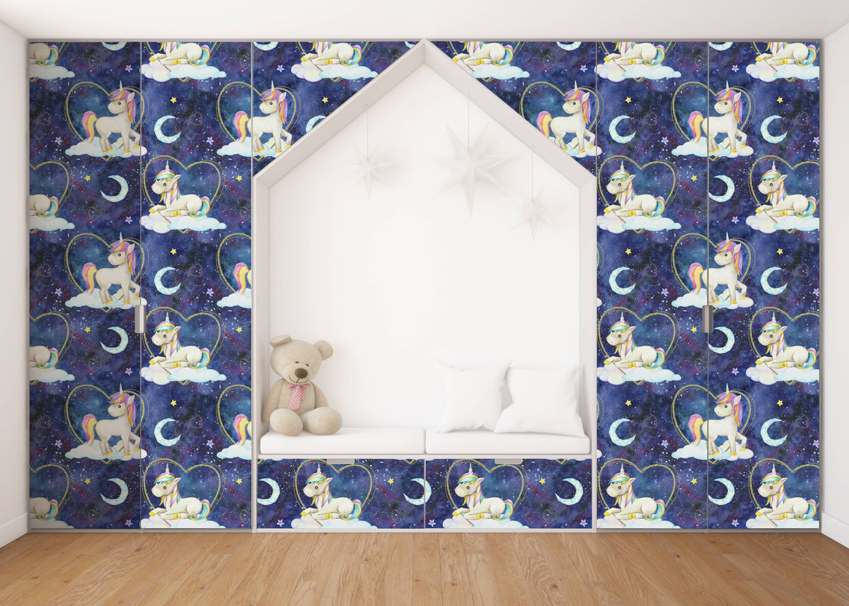 Horse And Moon Self Adhesive Sticker For Wardrobe