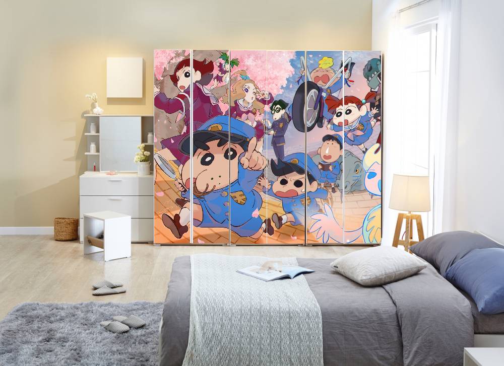 Shinchan And Friends Self Adhesive Sticker For Wardrobe