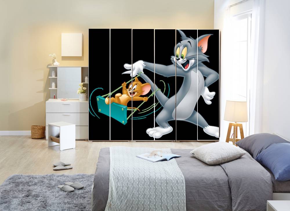 Tom And Jerry Self Adhesive Sticker For Wardrobe