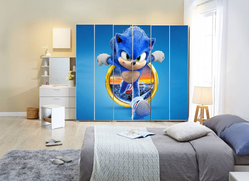 Sonic Cartoon Self Adhesive Sticker For Wardrobe