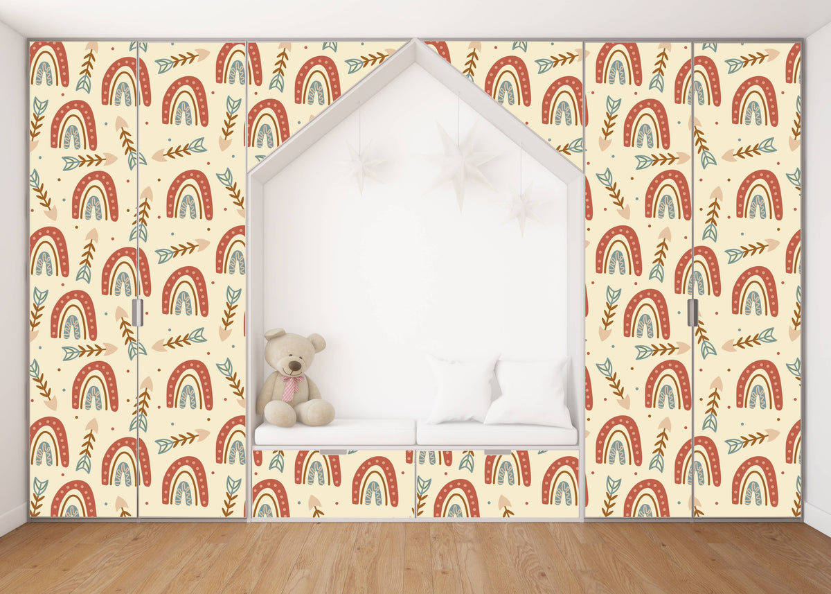 Brown Art Kids Self Adhesive Sticker For Wardrobe