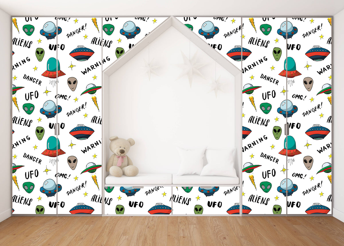 UFO Self Adhesive Sticker For Wardrobe