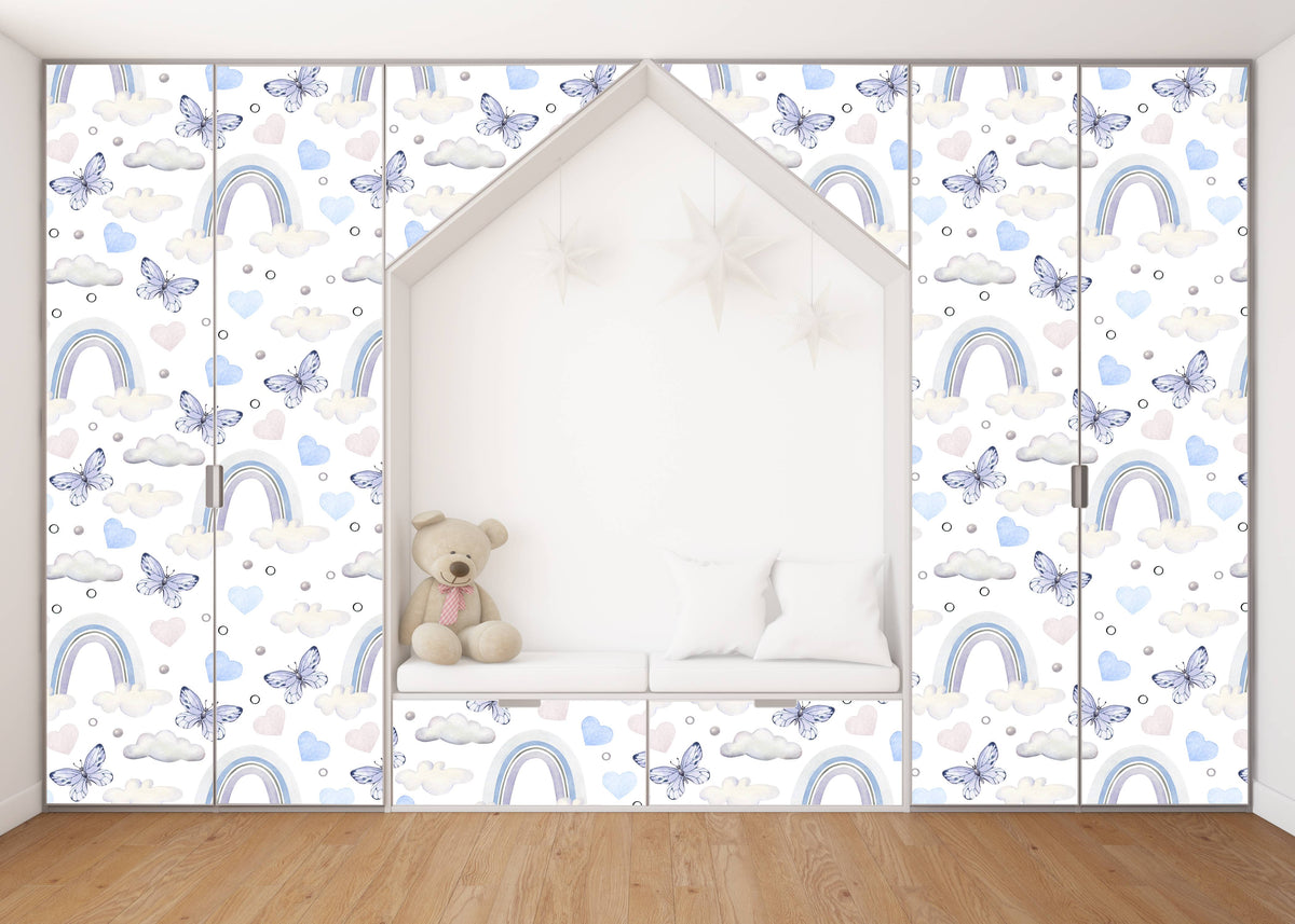 Purple Butterfly Art Self Adhesive Sticker For Wardrobe