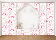 Horse In Pink Sky Self Adhesive Sticker For Wardrobe