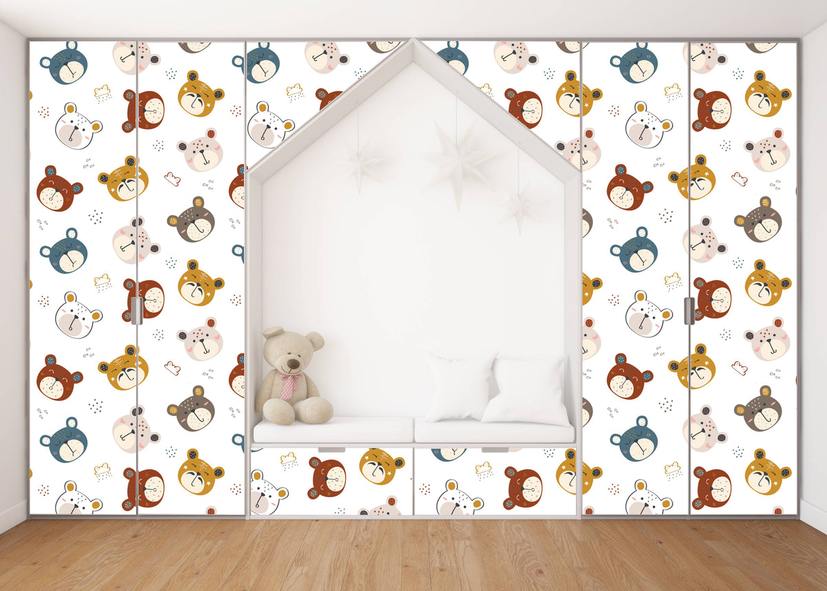 Taddy Faces Art Self Adhesive Sticker For Wardrobe