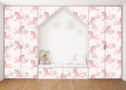 Pink Horses Sketch Self Adhesive Sticker For Wardrobe