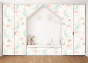 Moon And Star Sketch Self Adhesive Sticker For Wardrobe