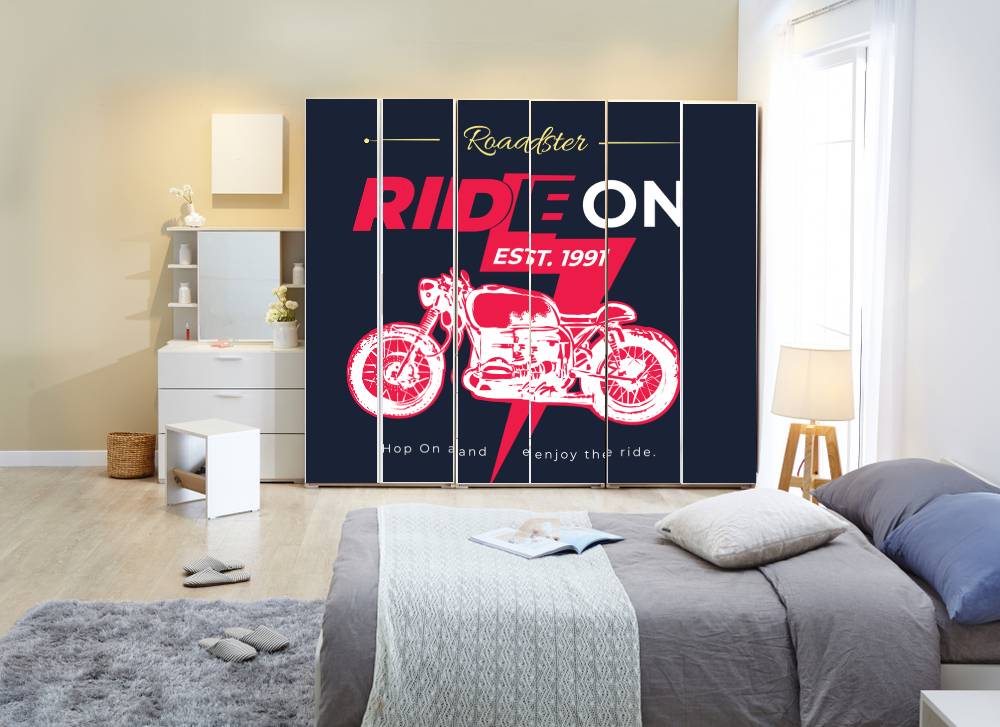 Ride On Bike Self Adhesive Sticker For Wardrobe