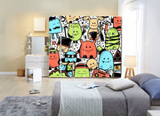 Happy Cartoon Characters Self Adhesive Sticker For Wardrobe