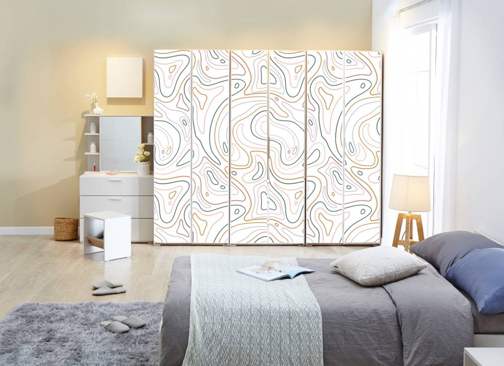 Marble Sketch Art Self Adhesive Sticker For Wardrobe