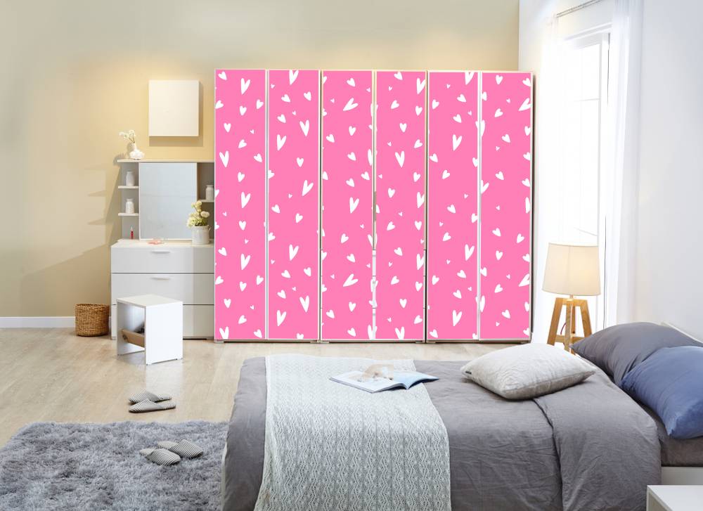 White Heart Art Self Adhesive Sticker For Wardrobe